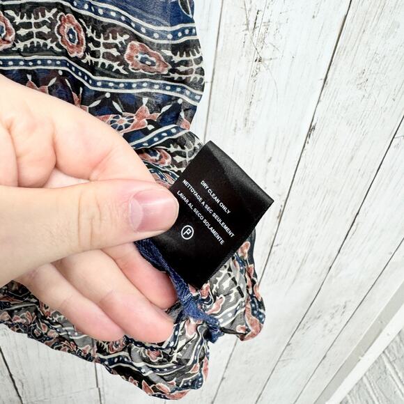 Velvet Shirt Women Size Small Multi Ruffle Scoop Neck Short Sleeve Blouse Boho - Picture 5 of 6